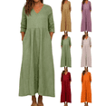 thumbnail image 1 of FEIIBMOYRIA Women's V-Neck Dresses Women Loose Cotton Linen Long Sleeve Maxi Dresses Casual High Waist Flowy A‑Line Ankle Length Daily Resort Wear Dresses, 1 of 7