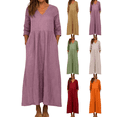 thumbnail image 1 of FEIIBMOYRIA Women's V-Neck Dresses Women Loose Cotton Linen Long Sleeve Maxi Dresses Casual High Waist Flowy A‑Line Ankle Length Daily Resort Wear Dresses, 1 of 7
