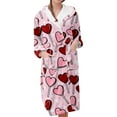 thumbnail image 1 of FEIJIBA Hooded Plush Fleece Bathrobe Women's Robe Long Warm Loungewear Jacket Printed Comfort Robes for Women Valentine's Day, 1 of 5