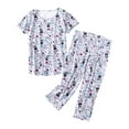 thumbnail image 1 of FEIJIBA Lightweight Summer Pajamas Women's Cotton Pajama Set Cute 2 Piece Comfy V Neck Short Sleeve Shirt Capri Sleepwear Women's Sleepwear Grey, 1 of 3
