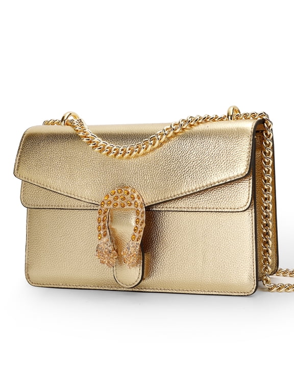 Chains Shoulder Bag For Women,genuine leather Crossbody Bags,Fashion Bags,designer handbags luxury(Golden)