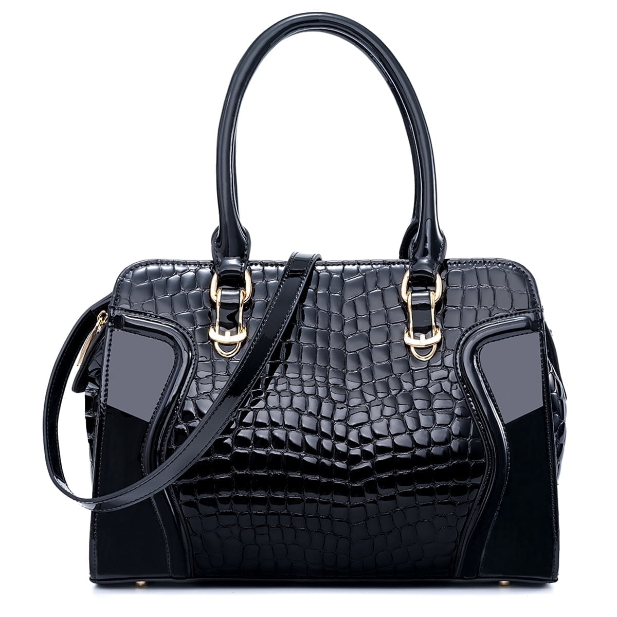 FEIMINA Genuine Leather Tote Bag for Women, Black Large Capacity Crossbody Bag, Handbags Purses for Women