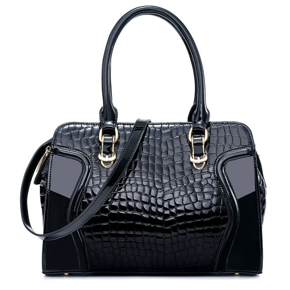 FEIMINA Genuine Leather Tote Bag for Women, Black Large Capacity Crossbody Bag, Handbags Purses for Women