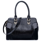 FEIMINA Genuine Leather Tote Bag for Women, Black Large Capacity Crossbody Bag, Handbags Purses for Women
