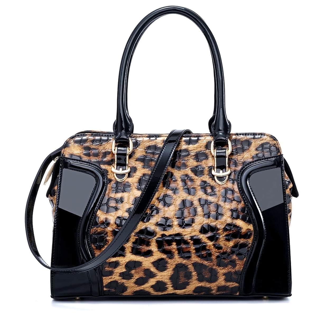 FEIMINA Leopard Print Handbags,Genuine Leather Tote Bag for Women, Large Capacity Crossbody Bag, Purses for Women