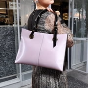 FEIMINA Patent Leather Shoulder Bag For Women,Designer Handbags Luxury Women,Genuine Shiny,Large Leather Bag, Large Capacity Purse Tote Bag,Light Purple Purse