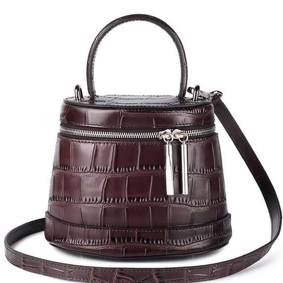 Feimina Women Genuine Leather Handbags,Crossbody Bags For Women,Leather Purses And Tote Bags,Lightweight Bucket Shoulder (Coffee)