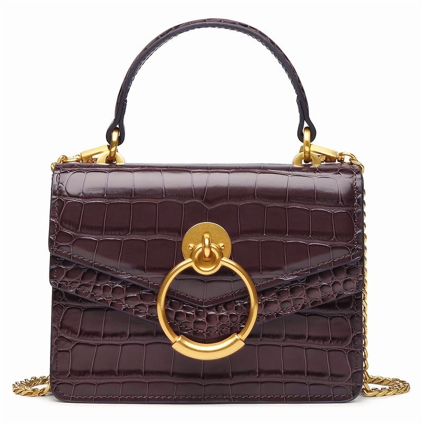 FEIMINA Mini Handbags For Women Crossbody Bags, Genuine Leather Purple Purses Totes, Cute Womens Small Long Strap Shoulder Bags Cow Hide