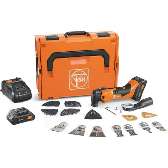 FEIN 500 Top Kit 4Ah, 18V, Cordless Oscillating Power Tool, 500 OPM 4.0Ah, 18000 RPM, 39 Pieces