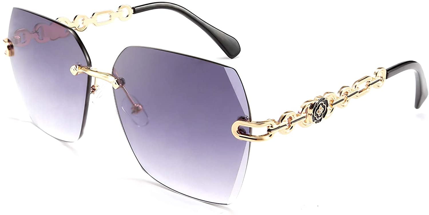 FEISEDY Classic Rimless Sunglasses Women Metal Frame Diamond  display picture 1