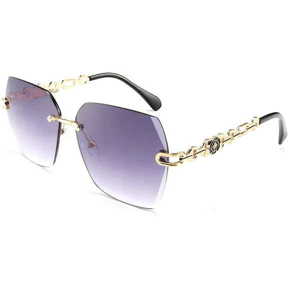 FEISEDY Classic Rimless Sunglasses Women Metal Frame Diamond Cutting Lens Sun Glasses B2567