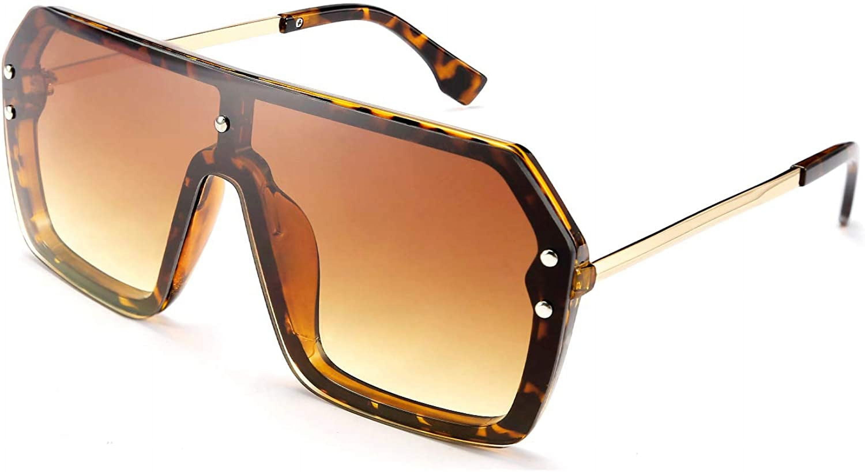 FEISEDY Oversized Siamese Lens Sunglasses – One-Piece Metal Square Frame, UV400 Protection, For Men & Women