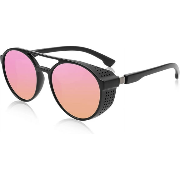 FEISEDY Classic Steampunk Sunglasses for Men Women Retro Round Gothic Shades Eyewear UV400 Protection B2957