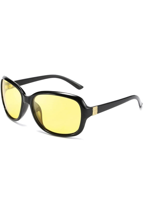 Classic Womens Night Glasses Driving Anti Glare Wrap Around Yellow Sunglasses B2548