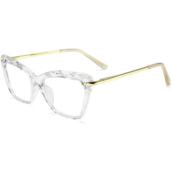 FEISEDY Crystal Cat Eye Glasses Frame Blue Light Blocking Computer Eyewear B2500