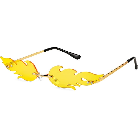 FEISEDY Fire Flame Sunglasses for Women Mirror Rimless Fire Shaped Novelty Sunglasses B2839