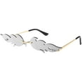 thumbnail image 1 of FEISEDY Fire Flame Sunglasses for Women Mirror Rimless Fire Shaped Novelty Sunglasses B2839, 1 of 13