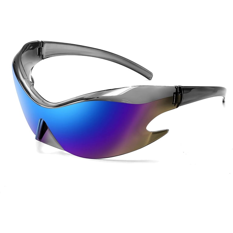 FEISEDY Futuristic Sunglasses, Fashion Alien Y2K Wrap Around  display picture 1