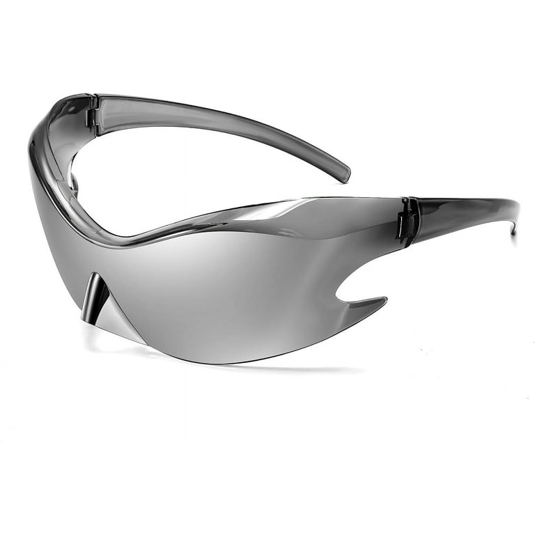FEISEDY Futuristic Sunglasses, Fashion Alien Y2K Wrap Around  display picture 3
