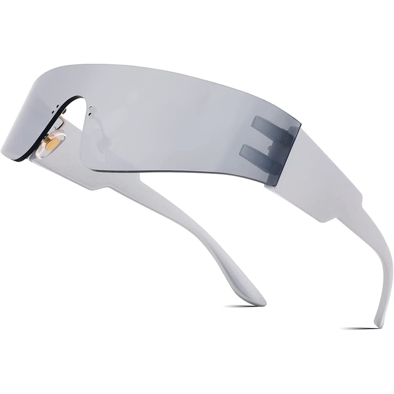 FEISEDY Futuristic Visor Punk Sunglasses Rimless One Piece  display picture 2