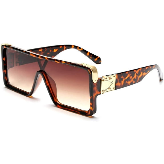 FEISEDY One Piece Square Sunglasses Women Men Metal Buckle Design B2540