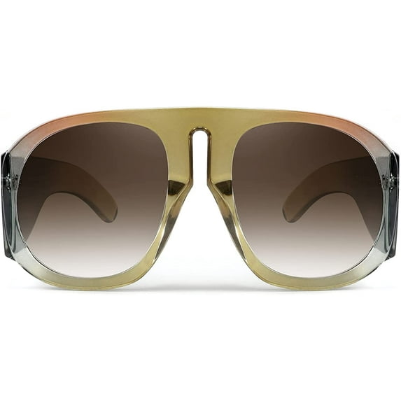 FEISEDY Oversized Aviator Round Sunglasses Women Multi Tinted Thick Frame Vintage Modern Shades B2745