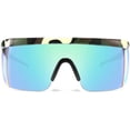 thumbnail image 1 of FEISEDY Oversized Mirror Shield Sport Sunglasses Flat Top One Piece Futuristic Men Women B2522, 1 of 15