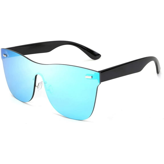 FEISEDY Oversized Mirrored Frameless Lens One Piece Sunglasses for Women Men B2647