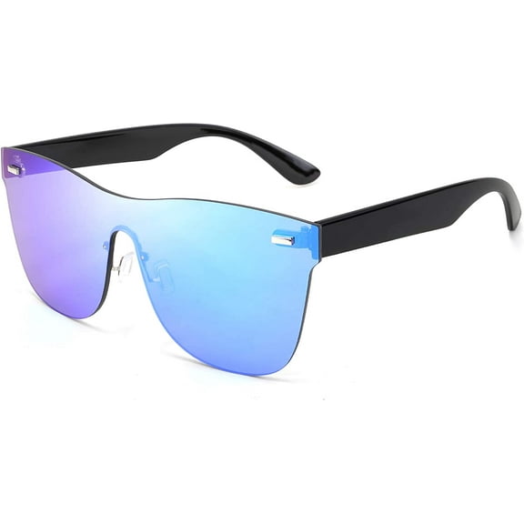 FEISEDY Oversized Mirrored Frameless Lens One Piece Sunglasses for Women Men B2647