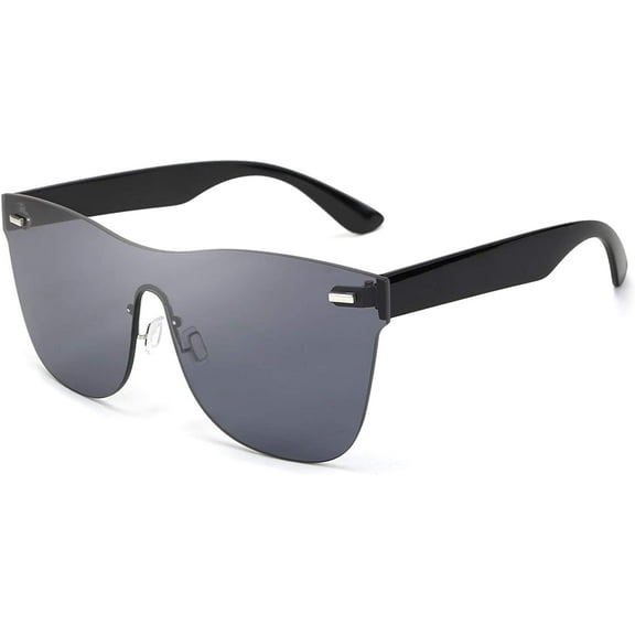 FEISEDY Oversized Mirrored Frameless Lens One Piece Sunglasses for Women Men B2647