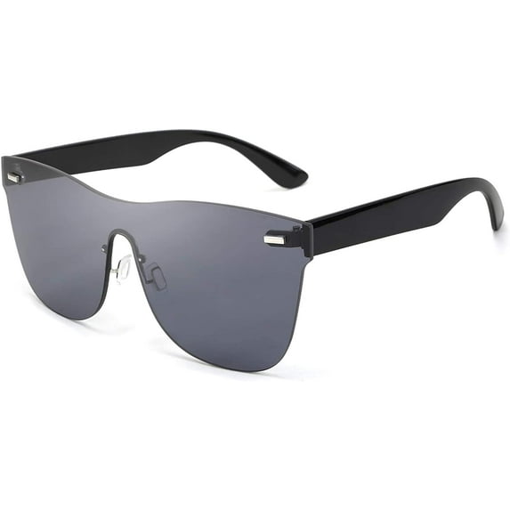 FEISEDY Oversized Mirrored Frameless Lens One Piece Sunglasses for Women Men B2647