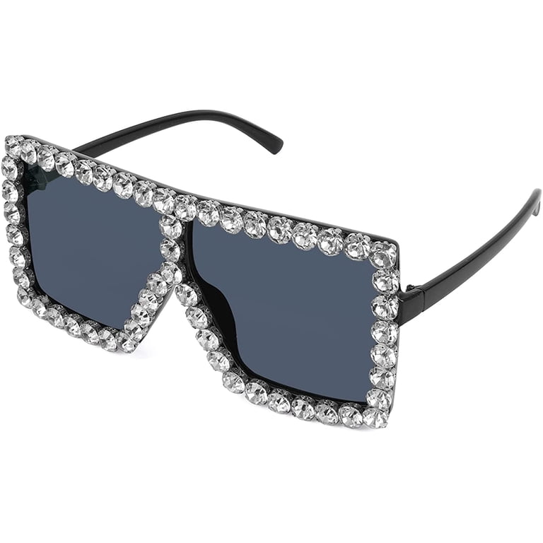 FEISEDY Oversized Sparkling Crystal Sunglasses Disco Diamond  display picture 2