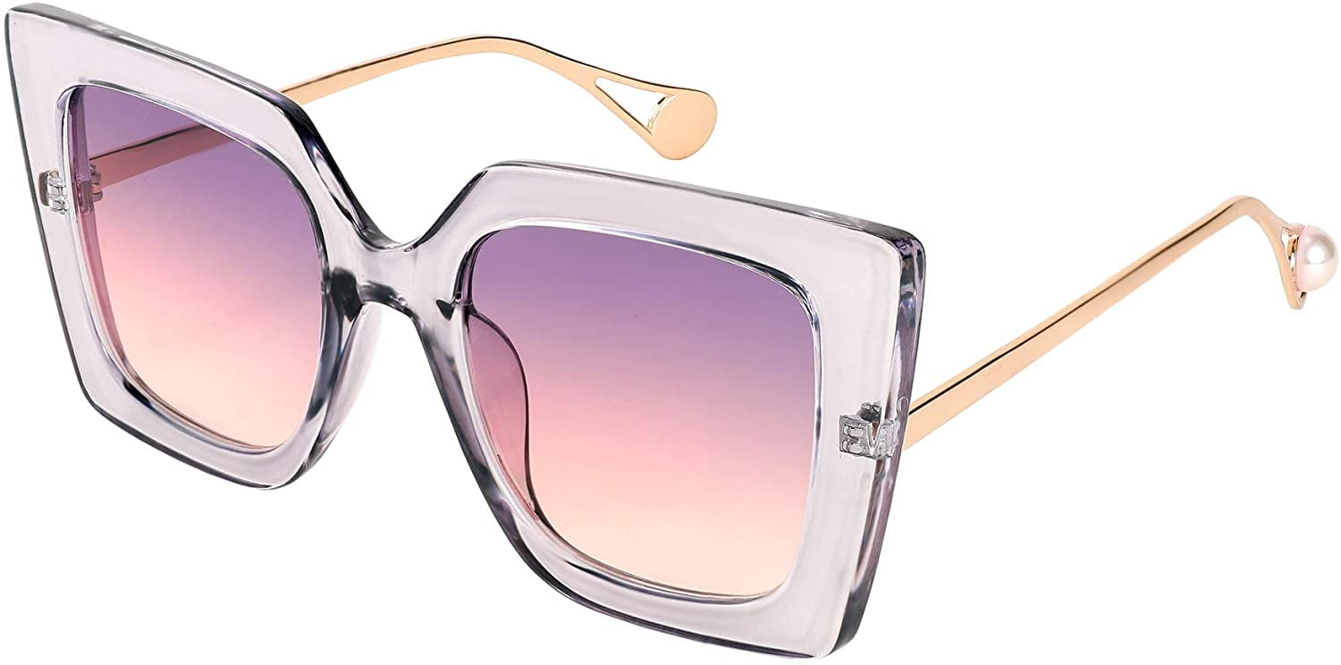 FEISEDY Oversized Square Pearl Inlay Arm Cat Eye Fashion 