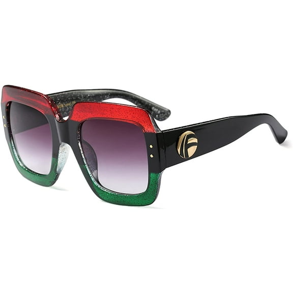 FEISEDY Oversized Square Sunglasses Multi Tinted Glitter Frame Stylish Inspired B2276