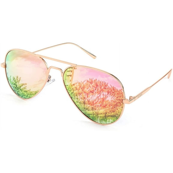 FEISEDY Polarized Aviator Sunglasses for Men Women Mirrored Lenses Metal Classic B2610