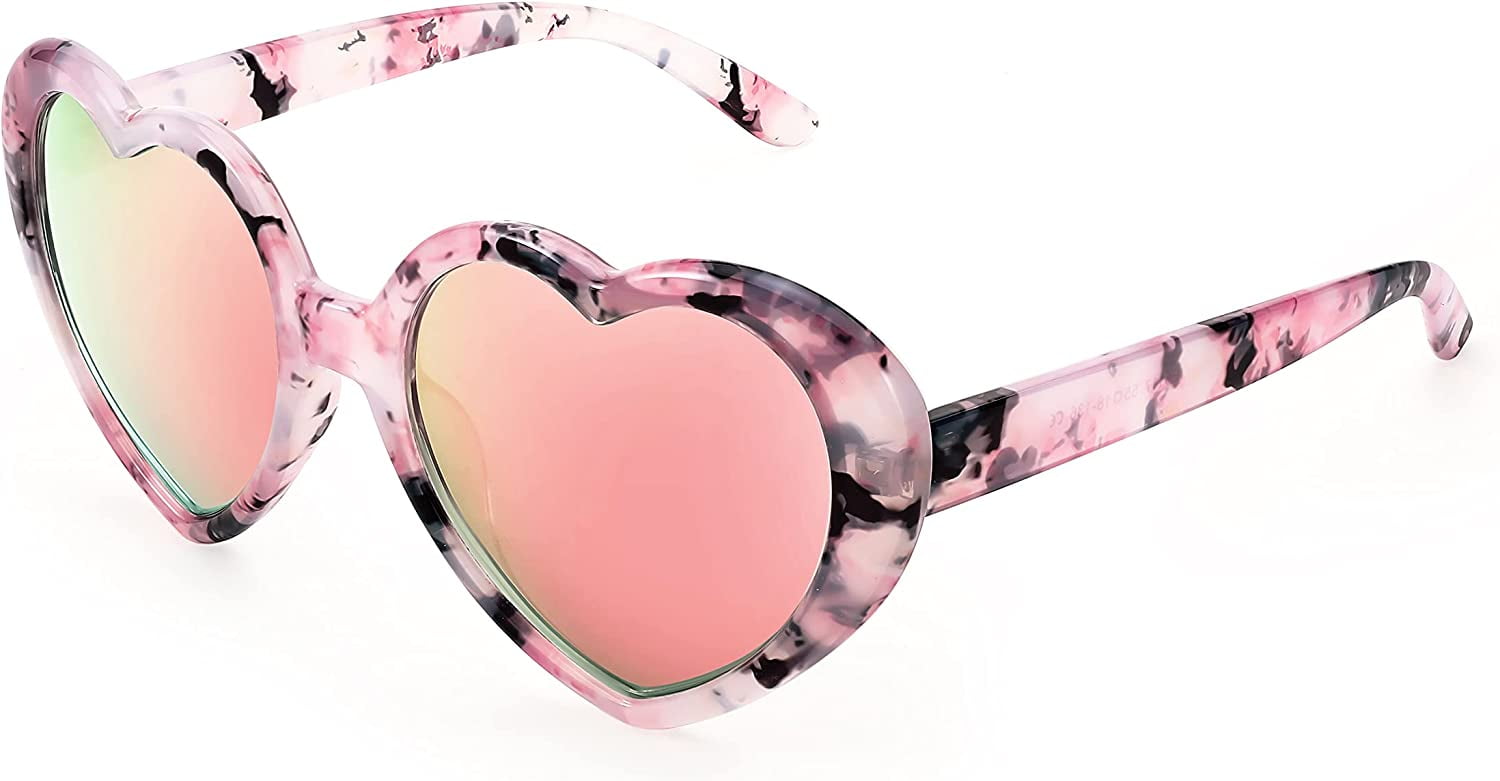 Polarized Heart Shaped Sunglasses Oversized Vintage Fashion Eyeglasses UV400 FEISEDY Polarized Heart Shaped Sunglasses Oversized Vintage  main image 2
