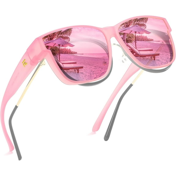FEISEDY Polarized Sunglasses Fit Over Glasses Women, Fit over Glasses Sunglasses for Driving UV400 Protection B0250