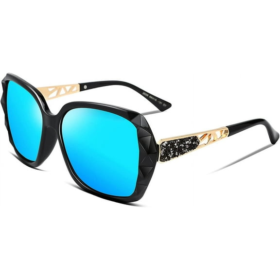 FEISEDY Polarized Women Square Sunglasses Sparkling Composite Shiny Frame B2289