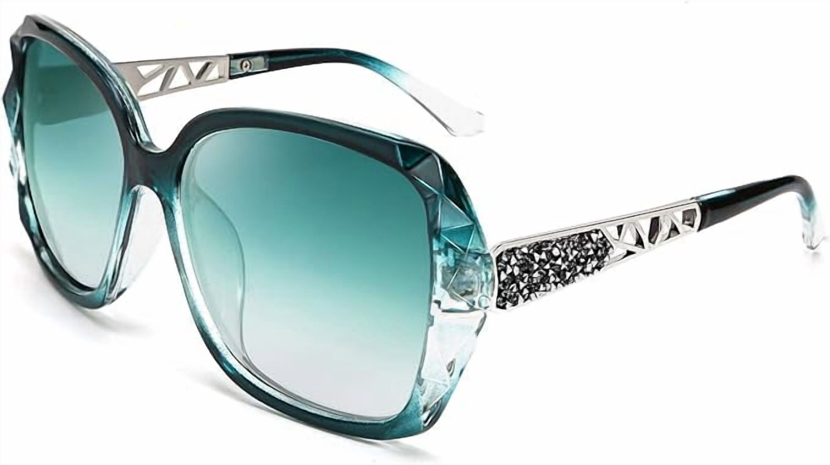 Polarized Women Square Sunglasses Sparkling Composite Shiny Frame FEISEDY Polarized Women Square Sunglasses Sparkling  main image 4