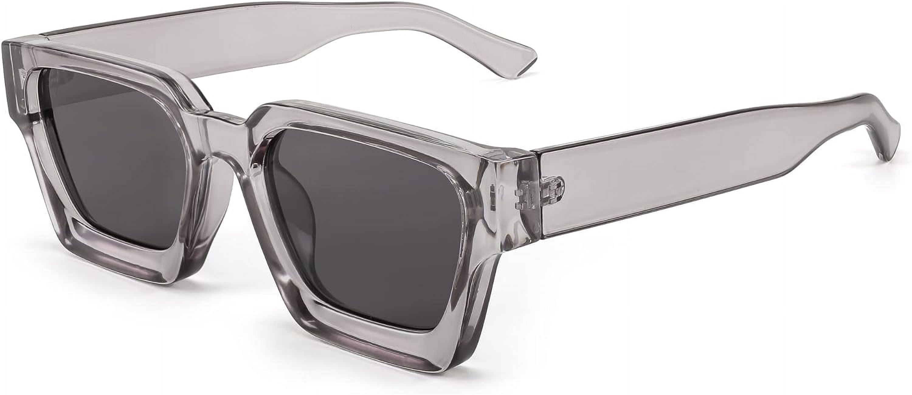 Retro 90s Square Sunglasses Chunky Rectangle UV400 Protection FEISEDY Retro 90s Square Sunglasses for Women Men Trendy  main image 4