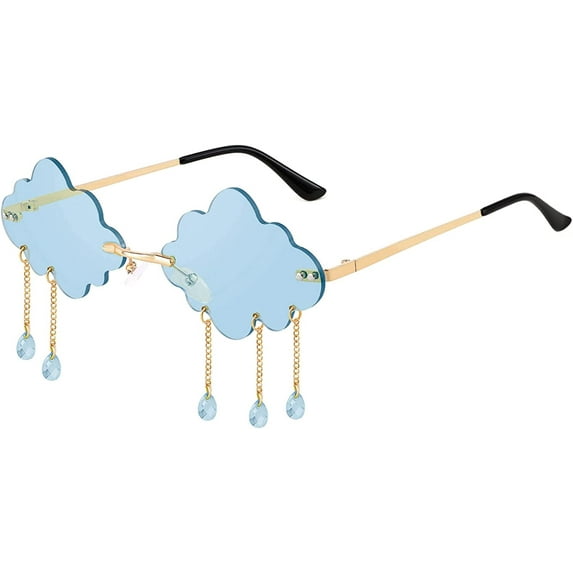 FEISEDY Retro Dripping Cloud Shaped Tassel Sunglasses Rimless Women Funny Party Disco Eyewear B2834