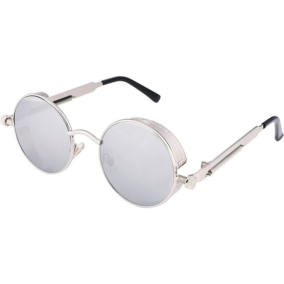 FEISEDY Retro Gothic Steampunk Sunglasses Round Metal Frame Punk Circle Inspired Shade Men B1857