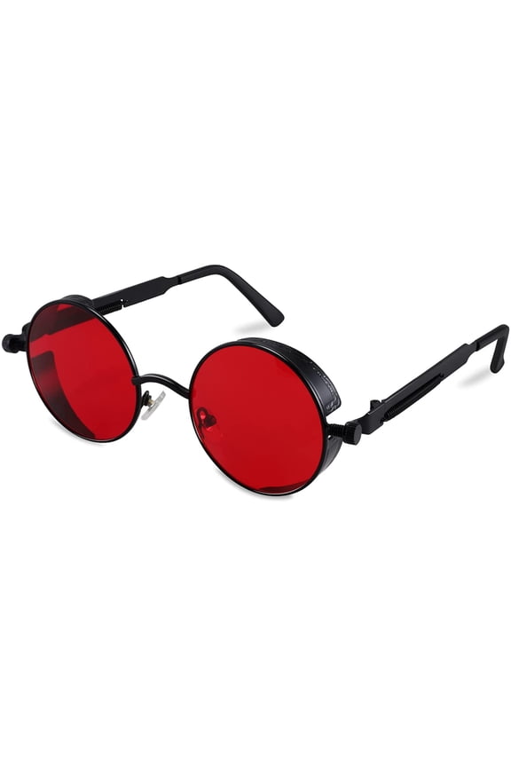 Retro Gothic Steampunk Sunglasses Round Metal Frame Punk Circle Inspired Shade Men B1857