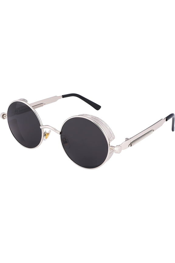 Retro Gothic Steampunk Sunglasses Round Metal Frame Punk Circle Inspired Shade Men B1857