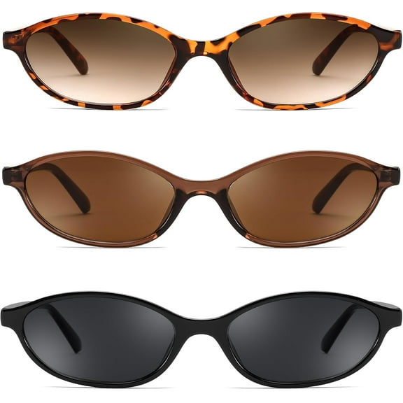 FEISEDY Retro Oval Cat Eye Sunglasses for Women 90s Narrow Lightweight Shades Y2k Trendy Sunnies B0257