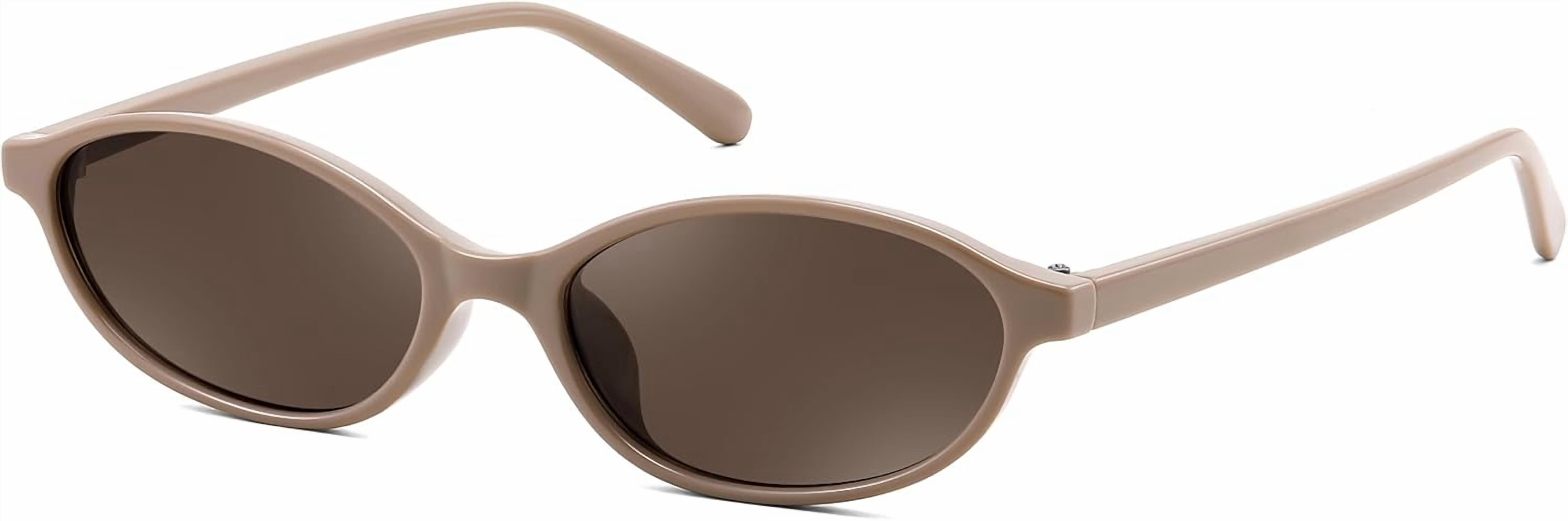 FEISEDY Retro Oval Cat Eye Sunglasses for Women 90s Narrow 