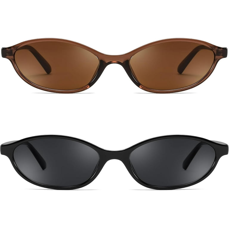 Retro Oval Cat Eye Sunglasses for Women UV400 Protection Narrow Frame 90s Y2K LJCZKA Retro Oval Cat Eye Sunglasses for Women 90s Trendy  main image 4