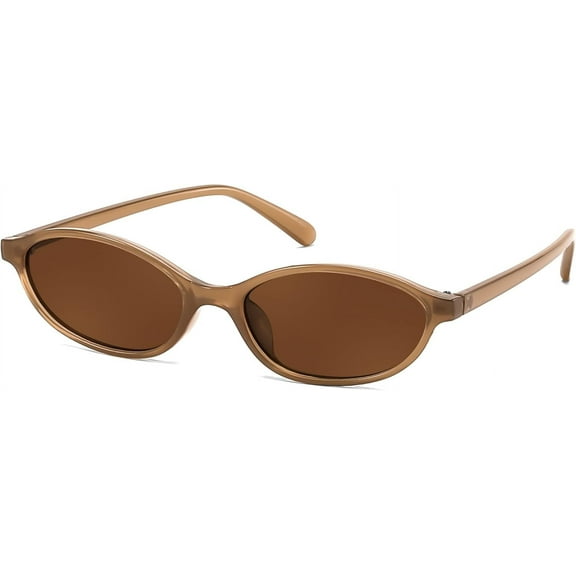 FEISEDY Retro Oval Cat Eye Sunglasses for Women 90s Narrow Lightweight Shades Y2k Trendy Sunnies B0257