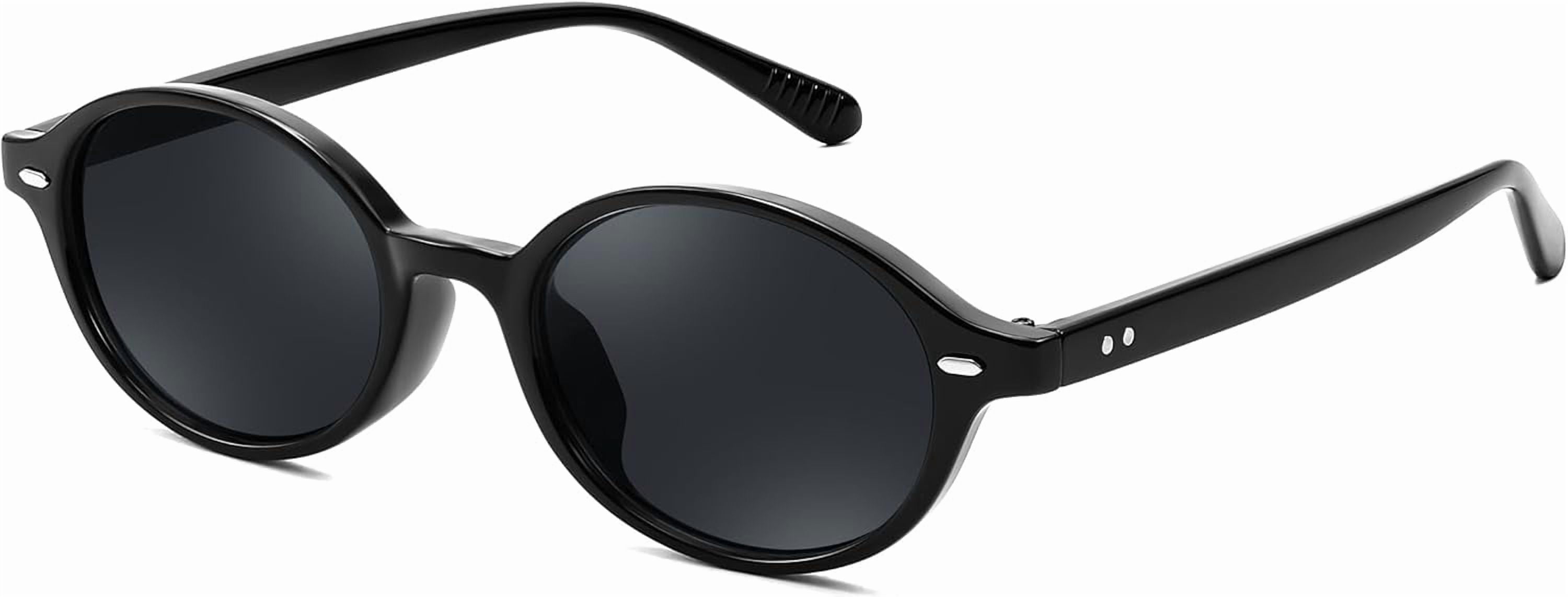 Acetate Polarized Oval Sunglasses Retro Y2K Narrow Fit Vintage 90s FEISEDY Retro Oval Sunglasses for Women 90s Narrow Round  main image 2