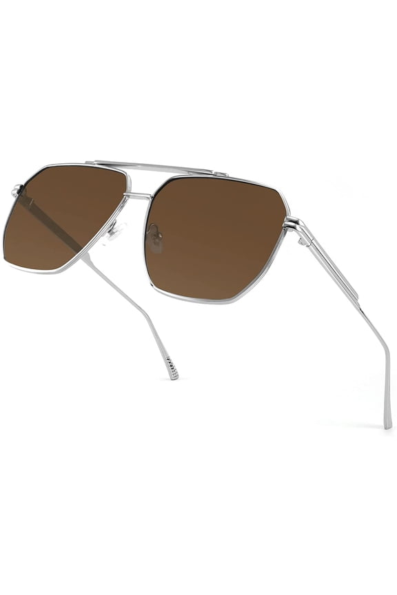 Retro Oversized Aviator Sunglasses for Women Men Trendy Square Shades UV400 Metal Sun Glasses B2874